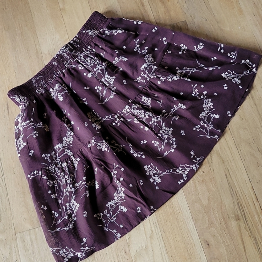 Garnet Hill Cocoa Floral Skirt